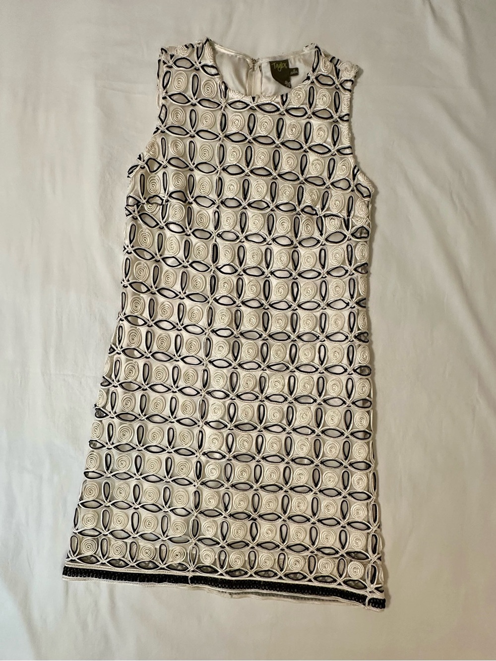 Taylor Sleeveless Black and White Geometric Mini Dress